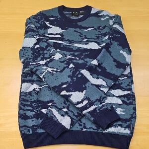 Armani Exchange Blue Camouflage Crewneck Sweater